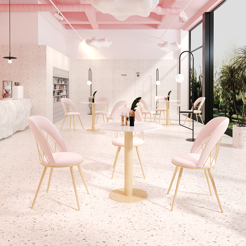 北欧办公室会客咖啡厅奶茶店休闲小圆桌子美容院接待洽谈桌椅组合