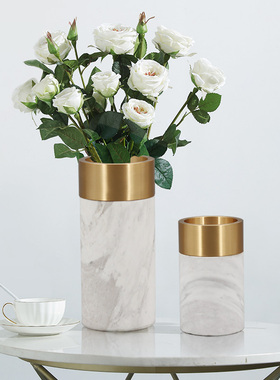 北欧大理石花纹花瓶家居客厅餐桌电视柜样板房摆件插花装饰品花器