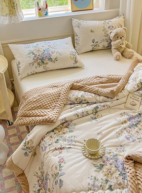 全棉豆豆绒被子冬被单人学生儿童春秋被空调被加厚四季通用夏凉被