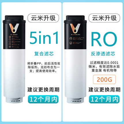 云米Super/Vision3系列1000G/1200G净水器滤芯1号5in1复合2号