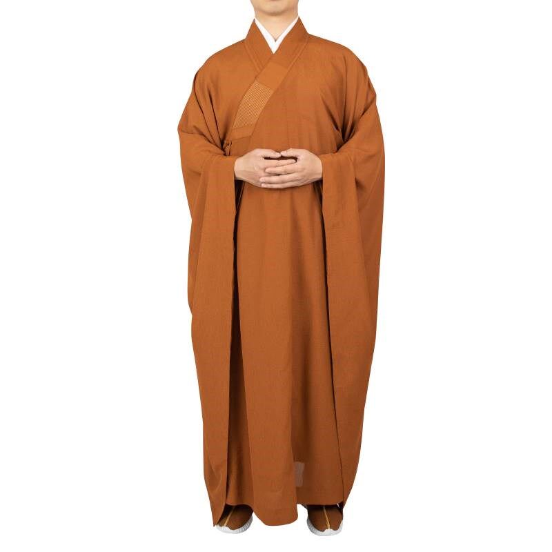 新款远尘僧服台麻广袖海青男女僧人居士服姜黄色宽袖海清僧衣不透