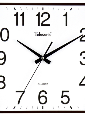 ELEONI天王星静音挂钟客厅时钟卧室时尚挂表方形石英钟表