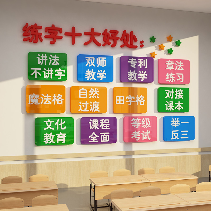 钢笔硬笔书法教室装饰纸画艺术辅导班级培训构布置