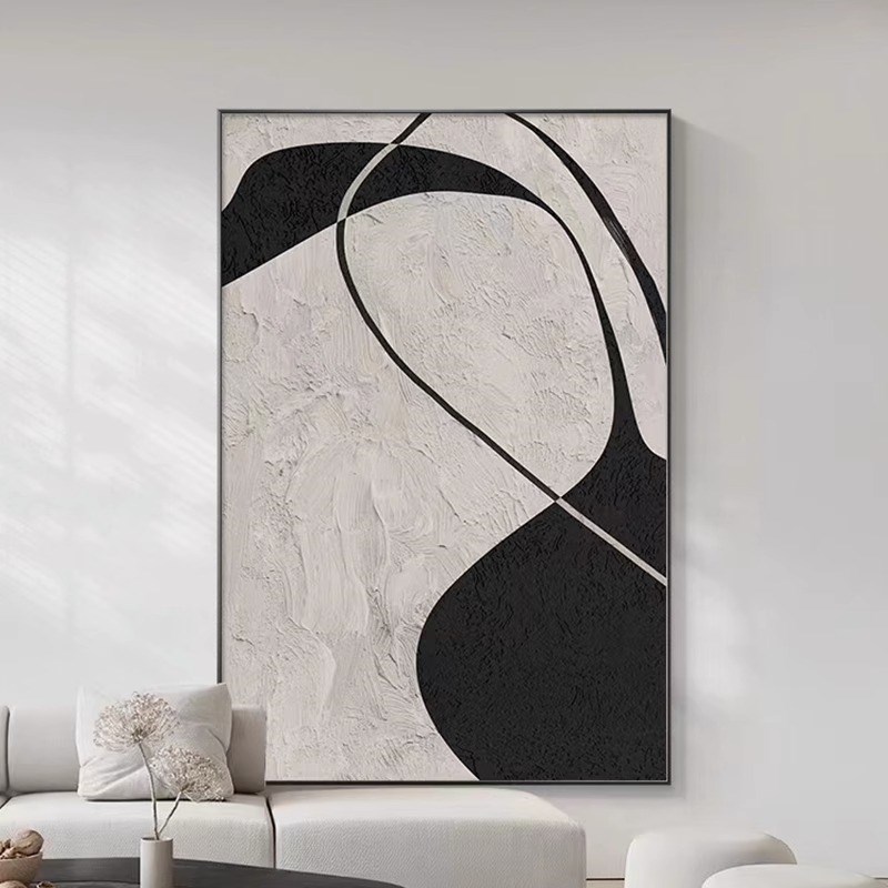 现代装饰画黑白灰风格抽象画客厅沙发背景挂画壁画级感