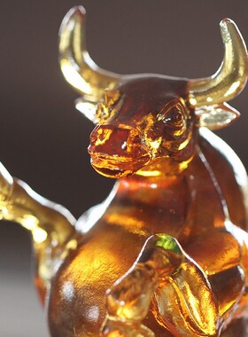 琉璃福牛摆件居家客厅办公桌面摆放装饰开业祝福商务送礼手工艺品