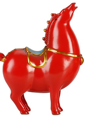 中式创意唐马陶瓷摆件送礼工艺品马到成功办公室桌面客厅书房装饰