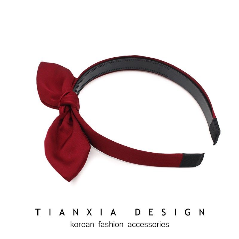 韩国儿童缎面酒红色蝴蝶结发箍小女孩带齿轮防滑头箍简约缎面发卡,童装/婴儿装/亲子装,发饰,淘宝优惠券,粉丝福利购,淘宝优惠卷