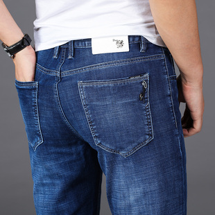薄款 子男装 水洗蓝复古弹力牛仔裤 小脚弹性长裤 男青年修身 2021夏季
