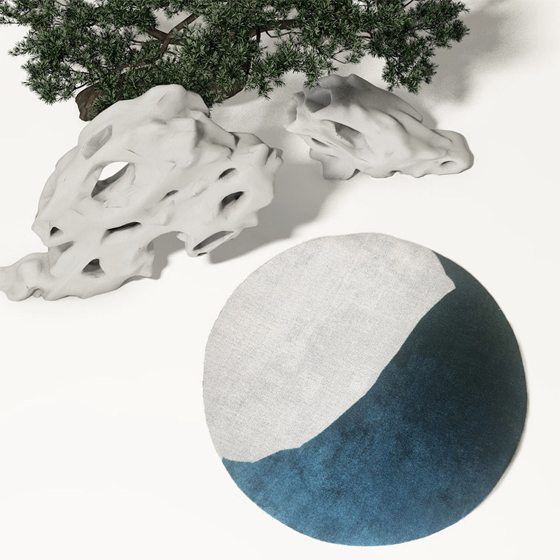 宅曰圆形地毯新中式北欧圆地毯卧室床边吊篮地垫日式简约可水洗