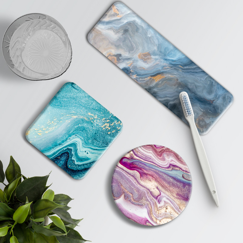 硅藻泥吸水垫洗手台小卫生间电动牙刷洗漱垫杯垫肥皂垫硅藻土皂托