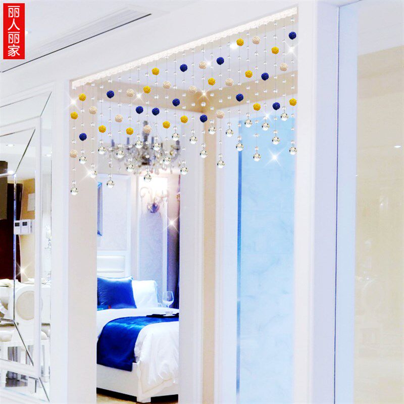 珠帘水晶隔断帘子免打孔藤球门帘家用挂帘客厅卧室卫生间挂饰新款,居家布艺,珠帘/挂帘,淘宝优惠券,粉丝福利购,淘宝优惠卷