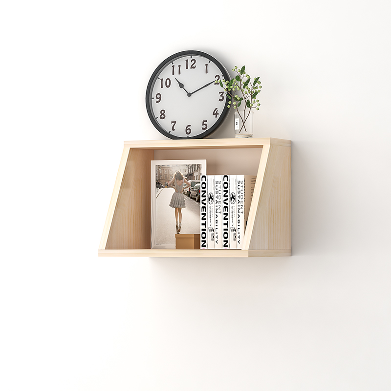 原木简约置物架创意壁挂式格子书架客厅卧室储物架免打孔书柜隔板