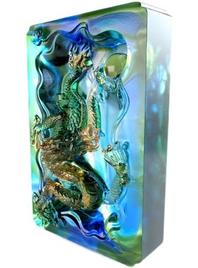 tittot琉园新中式琉璃工艺品创意龙摆件高端龙腾摘星乔迁高升礼品