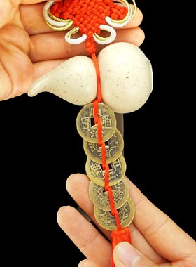 陶瓷葫芦厨房在西北火烧天门简约小葫芦家用中国结五帝钱装饰挂件