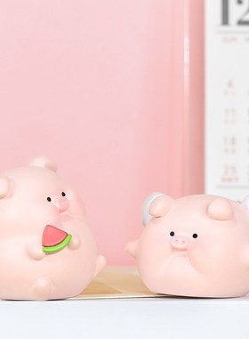 猪你快乐鸭迷你桌面摆件办公室工位装饰品女生节礼物治愈系小物件