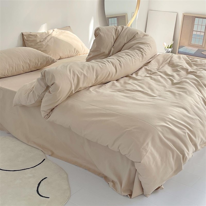 睡一觉就好了盐系奶茶色50支全棉磨毛三四件套床单被套秋冬享受
