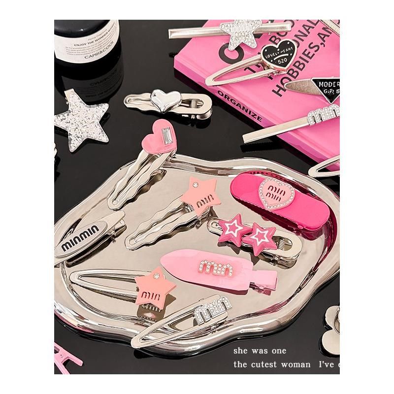 y2k星星爱心发夹女侧边碎发刘海夹金属鸭嘴夹子甜酷少女发卡头饰