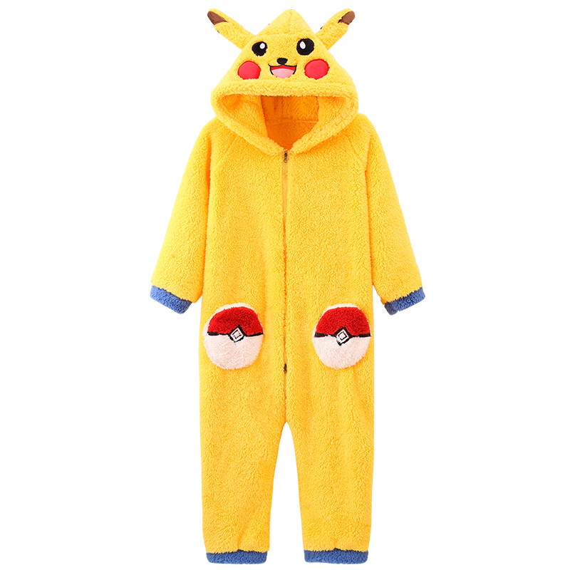 儿童睡衣男孩秋冬连体珊瑚绒女童加厚法兰绒睡袍宝宝中大童家居服