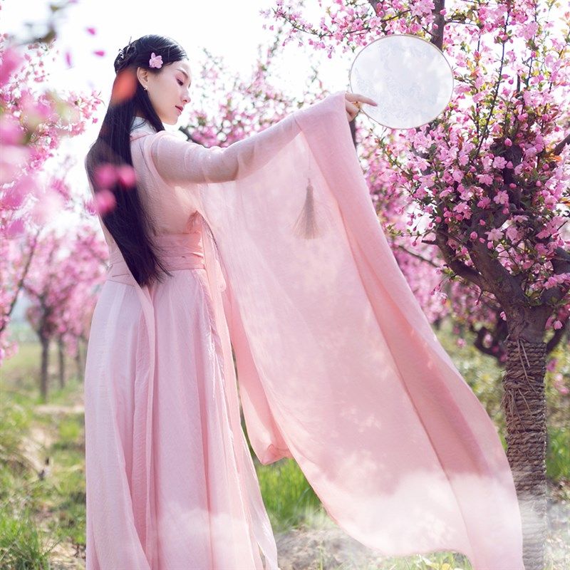 【陌上桃花开】汉服女中国风改良2024秋新款古风连衣裙广袖流仙裙