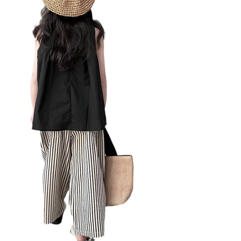 女童时尚套装2024夏装韩国童装儿童宽松阔腿裤女宝宝洋气两件套潮