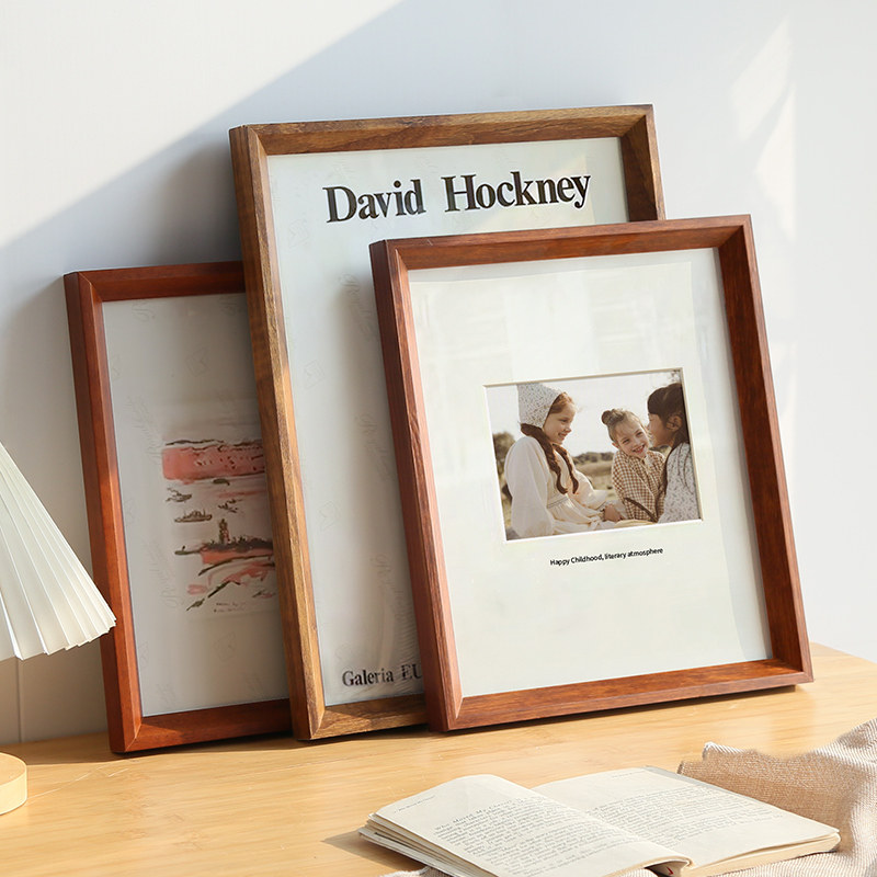 实木大画框美式简约挂墙相框20寸16寸18寸4开8KA4A3创意装裱画12