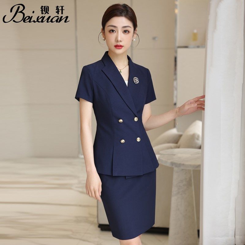 西装套装女2023夏季新款高端公务员面试职业正装小个子短袖工作服