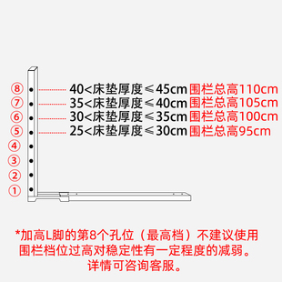 围栏脚配件 厚床垫需另配高脚 小尺寸床围需另配短脚