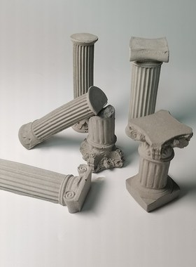 建筑废墟欧式罗马柱水泥混凝土鱼缸造景创意装饰水泥布景桌面摆件