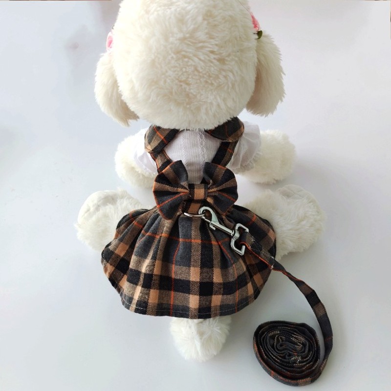 胸背带宠物泰迪比熊博美贵宾小狗狗裙子带牵引绳薄款公主裙子衣服