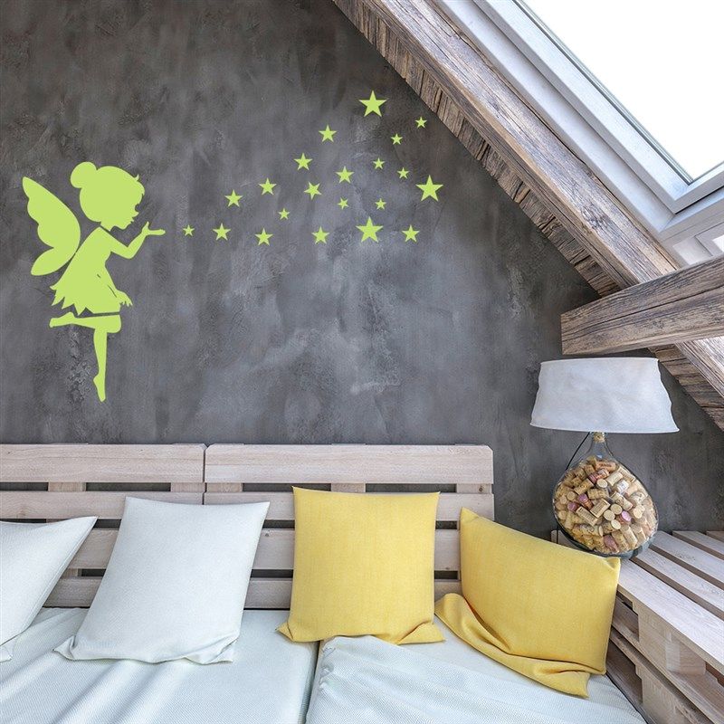 仙女星星夜光墙贴儿童房卧室墙面装饰发光贴纸客厅玄关宿舍荧光贴,家居饰品,软装墙贴,淘宝优惠券,粉丝福利购,淘宝优惠卷