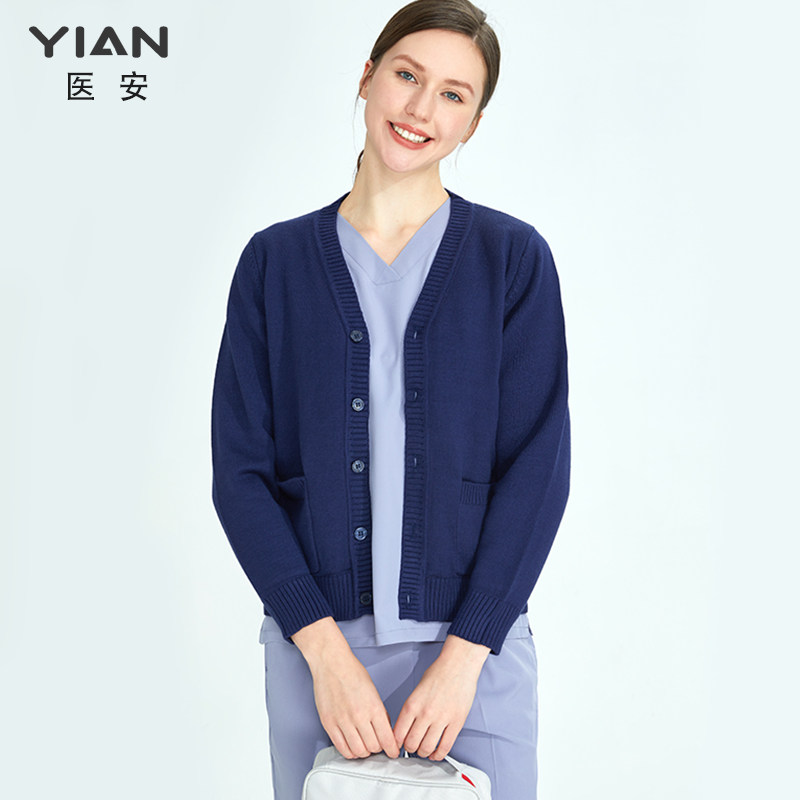 医安护士毛衣外套开衫不起球加厚加绒值班室针织外穿工作服秋冬季