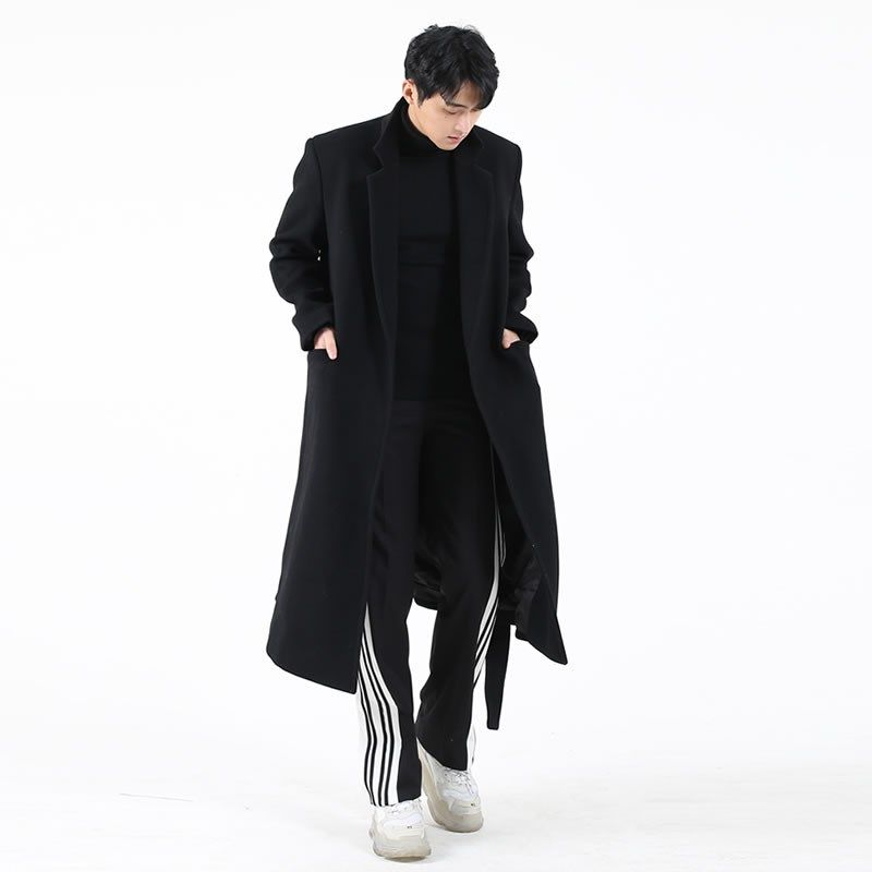 垫肩毛呢大衣男款冬季加厚加绒男士风衣外套长款克苏鲁高级感