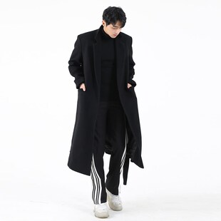 垫肩毛呢大衣男款冬季加厚加绒男士风衣外套长款克苏鲁高级感