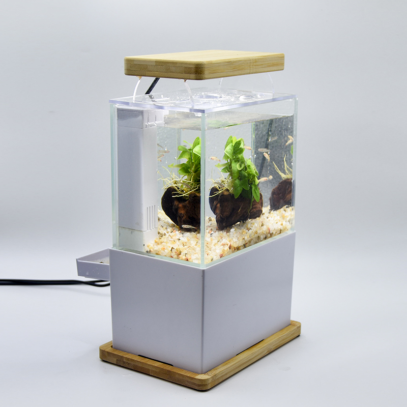 景湾微缸底滤迷你小鱼缸小型桌面超白海水玻璃缸水族箱斗鱼生态缸