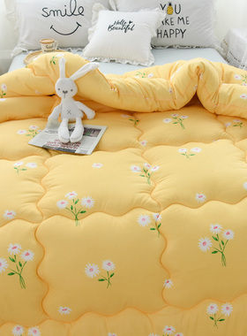 秋冬季韩式碎花黄色被子冬被棉被芯厚保暖单人学生宿舍太空被床褥