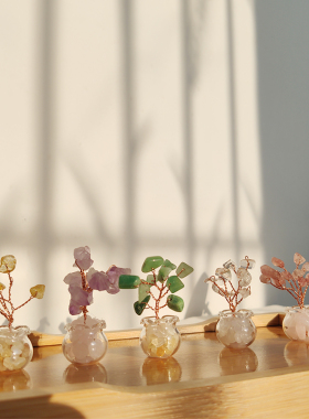 植物迷你版日式金鱼缸水晶树车载挂件日式装饰新品幸福感小物新品