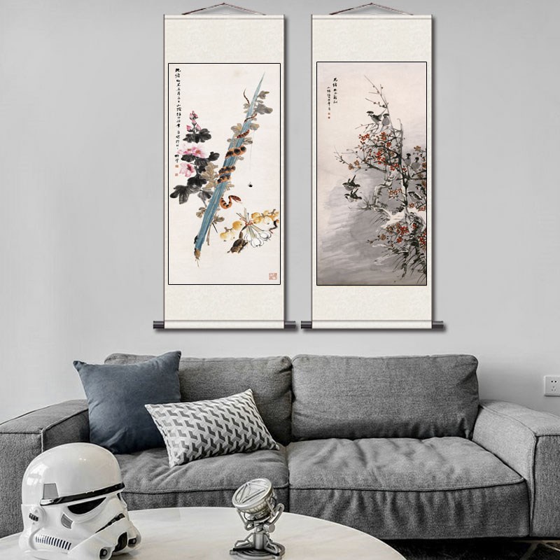 清代任伯年丝绸画卷轴画高清微喷绢画宣纸画仿古挂画国画水墨画