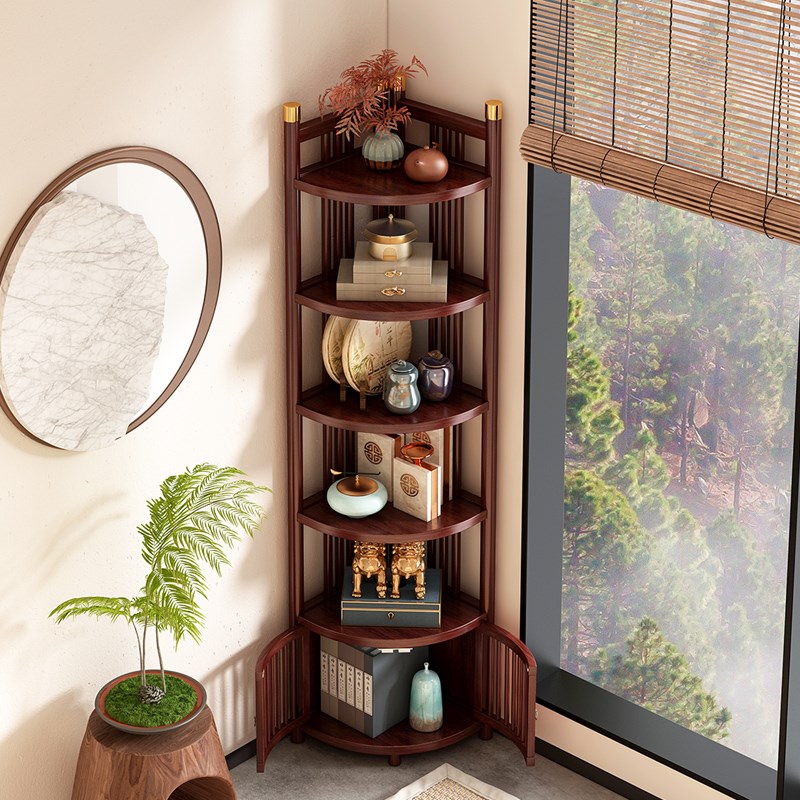 转角置物架落地三角架非实木角柜客厅墙角收纳架家用多层储物架子