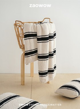 #9.19新品#黑米条纹双面半边绒盖毯休闲毯毛毯午睡毯沙发床盖