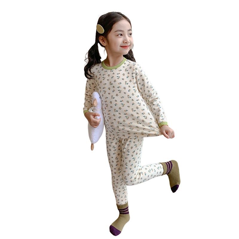 女童秋衣秋裤纯棉a类秋冬儿童保暖内衣套装宝宝棉毛衫加厚家居服