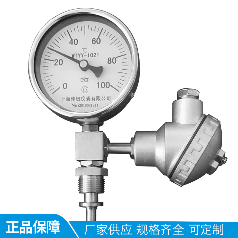 WTYY-1021/1031双金属温度计 PT100远传温度表工业温度表径向耐震