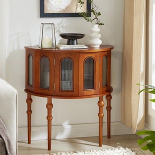 全实木玄关桌玄关置物台墙边装饰柜半圆玄关桌子餐边柜茶水柜边柜