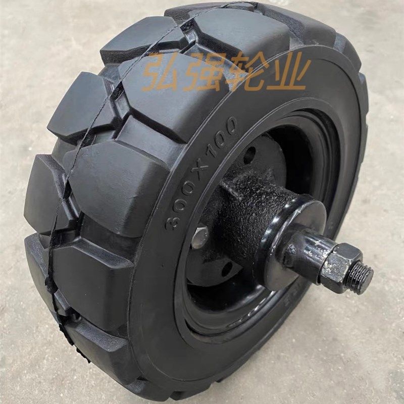 500-8重型实心轮带单轮葫芦头650-10充气轮胎带轴400-8打气轮600-