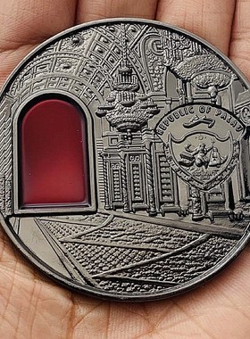 俄罗斯2012帕劳克里姆林宫建筑镍古银纪念章 工艺55mm硬币纪念币
