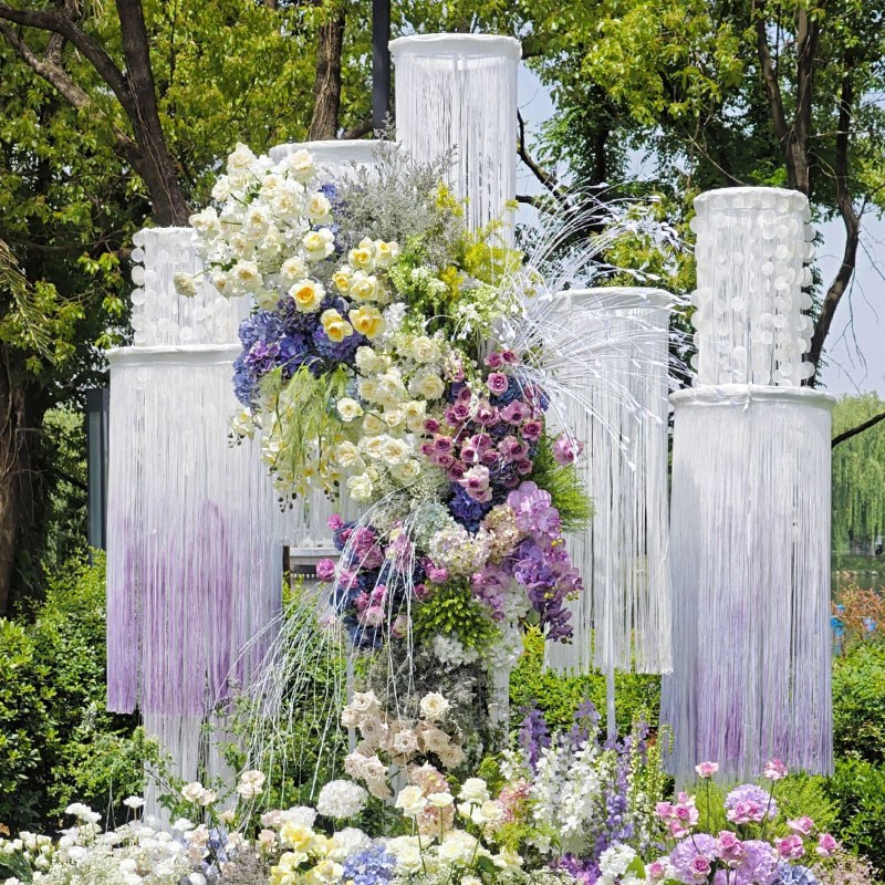 婚礼舞台装饰摆件线帘圆环架子铁艺珍珠帘圆形花架迎宾区背景布置