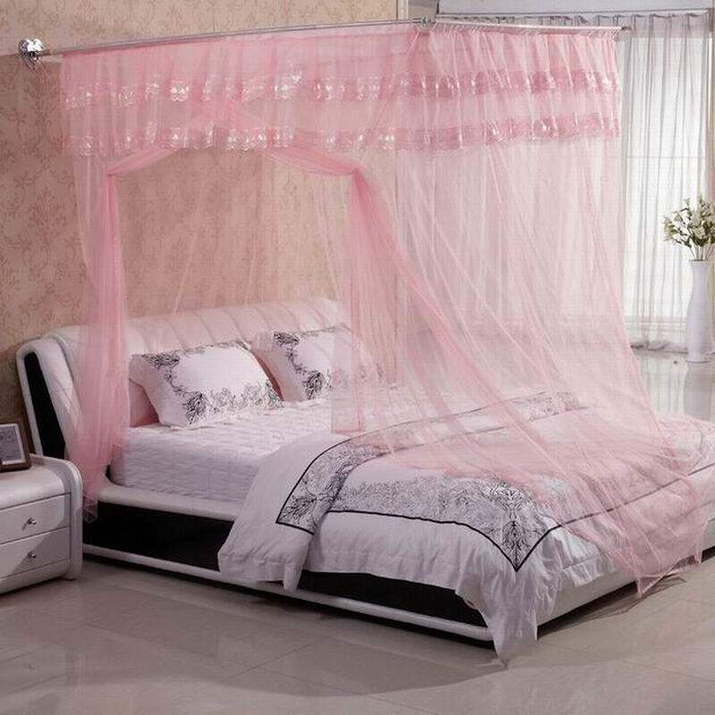 蚊帐不锈钢落地方顶加密装墙宫廷申缩式1.5/1.8/2.0m拼床加大订做