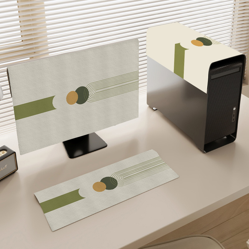 电脑防尘罩保护套27寸台式装饰套装主机键盘显示器盖布遮尘三件套