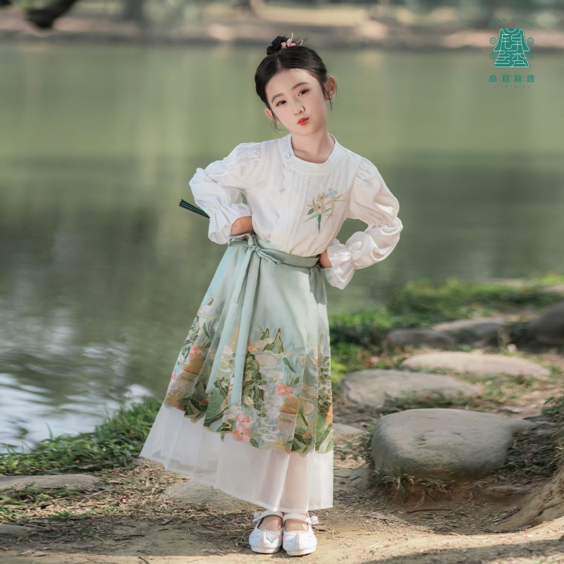 汉服女童春装小女孩中国风马面裙古装儿童中式唐装宝宝套装半身裙