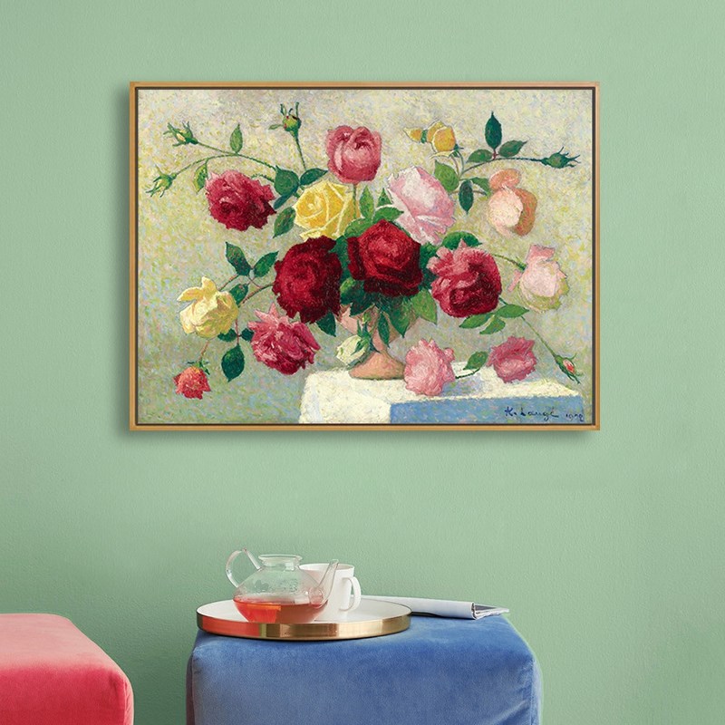 客厅装饰画餐厅挂画玫瑰花卧室玄关沙发背景印象派欧式花卉壁画