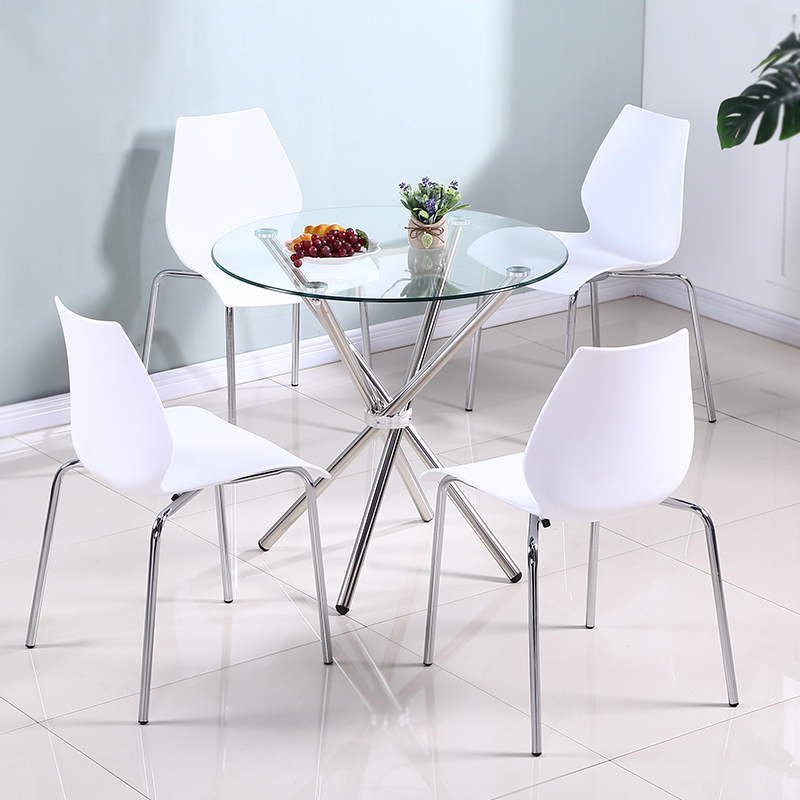 圆形钢化玻璃桌商务洽谈圆桌会议会客桌家用餐桌茶几展会展台桌子